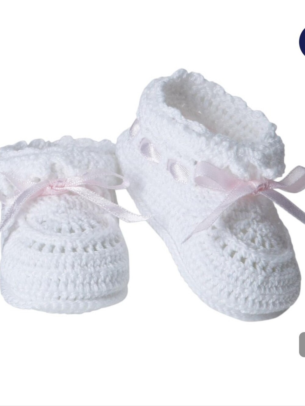Jefferies Socks Baby Girls Infant Shoes Pink Ribbon Bootie Crochet White